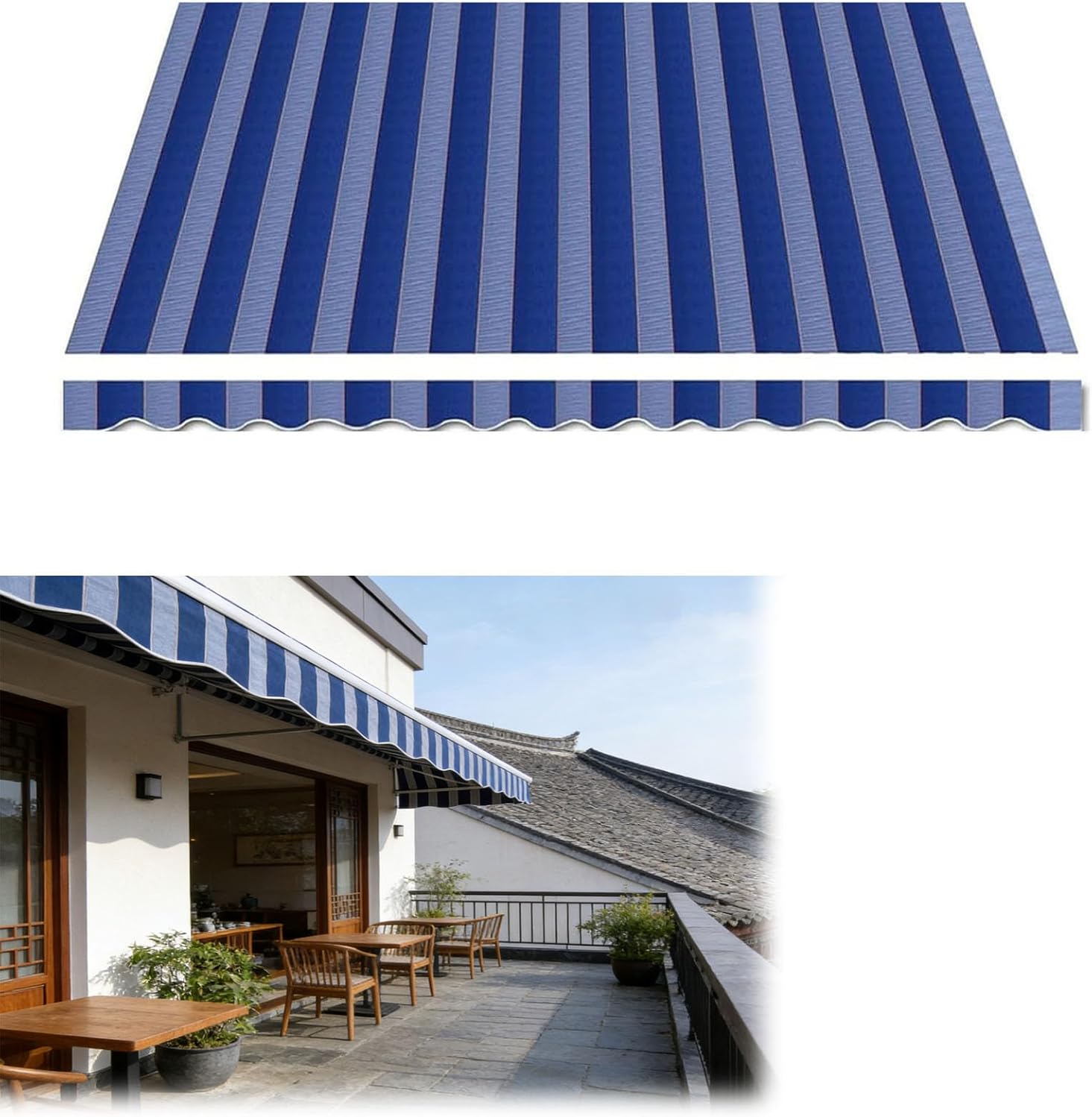 Replacement Cloth for Retractable Awning Outdoor Sunshade Canopy Awning Cover Water-Resistant Anti-uv Sun Shade Shelter Canvas for Garden Terrace Yard Deck, Custom(Size:22.5x11.5ft,Color:A)