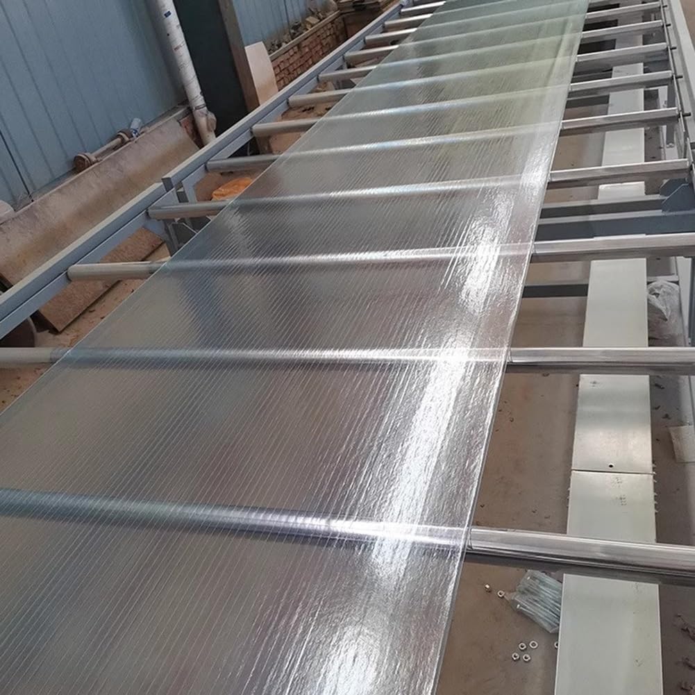 Polycarbonate Roof Sheet, 0.8mm Garden Roof Sheet, Waterproof Clear Polycarbonate Roof Sheet, Fiberglass Sheet, Gazebo Carport Sunroom Greenhouse Replacement Plastic Sheet(1.2X2m)