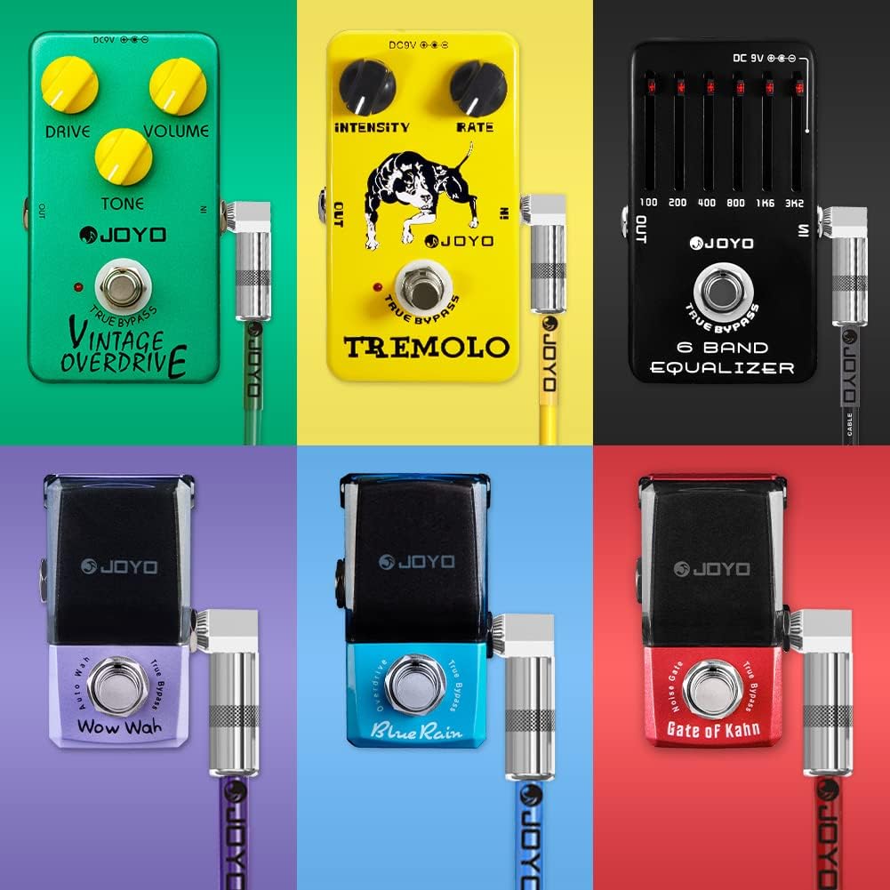 JOYO R-24 High Gain Overdrive Pedal Amplifier Simulation Guitar Pedal and CM-05 6 Pack Professional Patch Cables