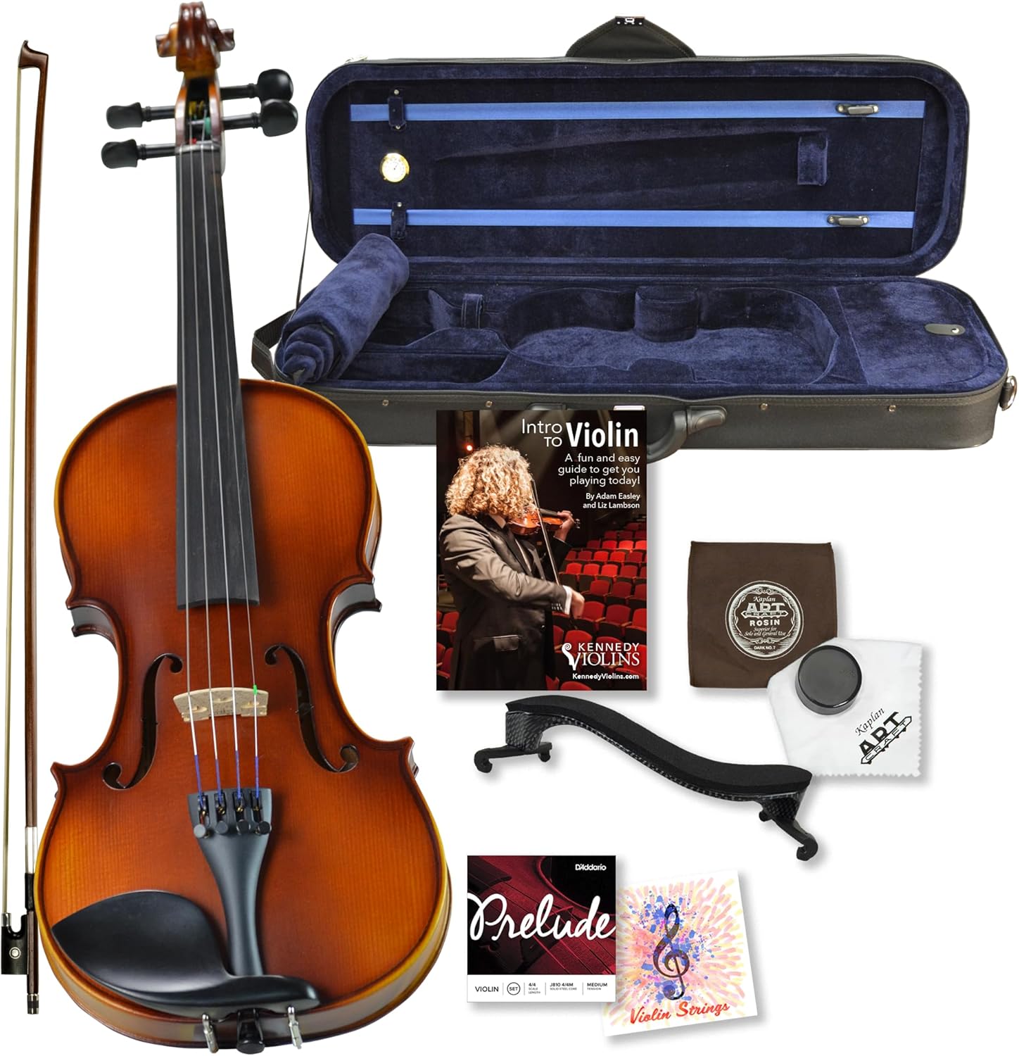 Ricard Bunnel G2 Violin Outfit Clearance 3/4 Size - Carrying Case and Accessories Included - Solid Maple Wood and Ebony Fittings By Kennedy Violins
