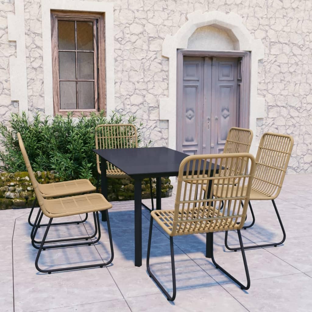 7 Piece Patio Dining Set Poly Rattan and Glass Garden Furniture