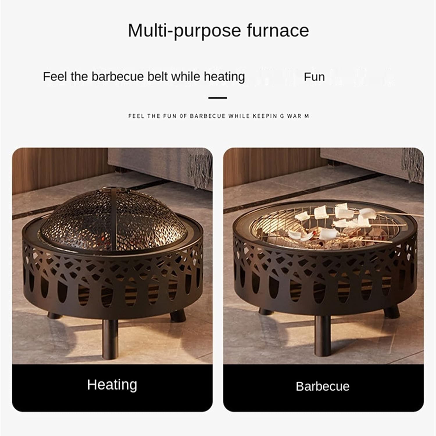Fire Pits & Bowls, Indoor Smokeless Heating Basin w/Spark Screen, Outdoor Charcoal/Wood Burning Fireplace Stove, Barbecue Grill Firepit for Backyard/Patio/Camping BBQ/Bonfire