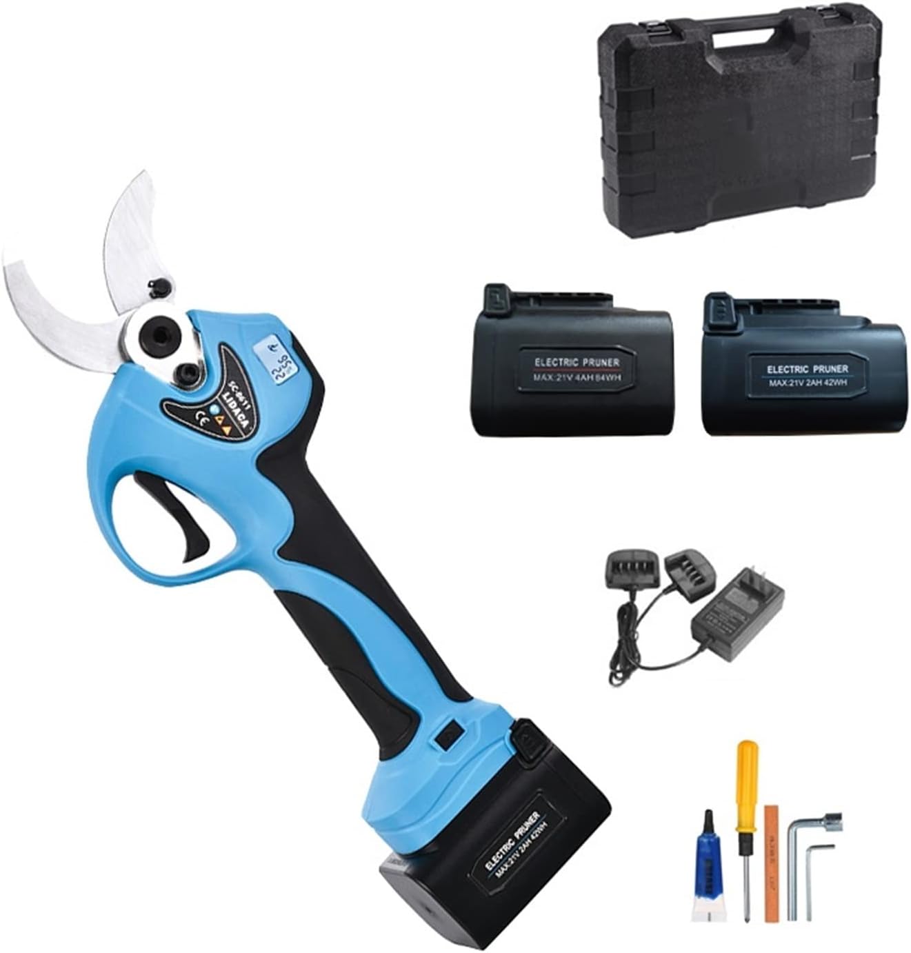 Electric Pruning Shears, 21V 40mm Cordless Pruner Lithium-ion Pruning Shear Efficient Scissors Bonsai Electric Tree Branches Garden Tools SC-8611/8611A