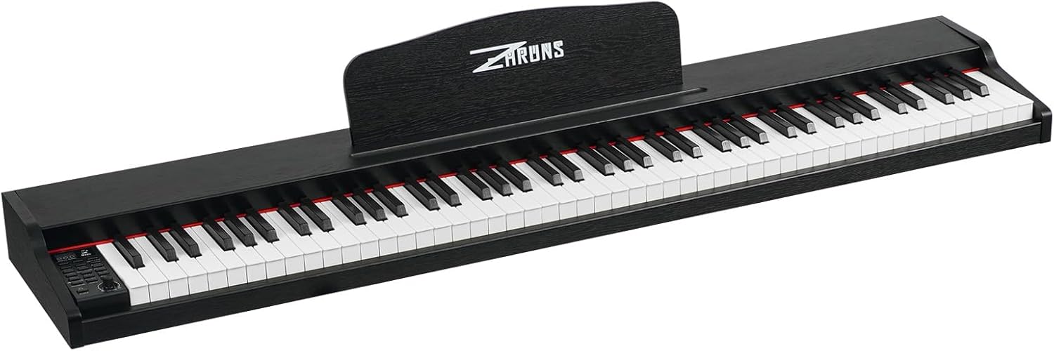 ZHRUNS Digital Piano 88 Key Weighted, Full Size Electric Keyboard Piano for Beginners, Portable Piano Keyboard with Sheet Music Stand, Sustain Pedal, Power Adapter, Black (Keyboard Only)