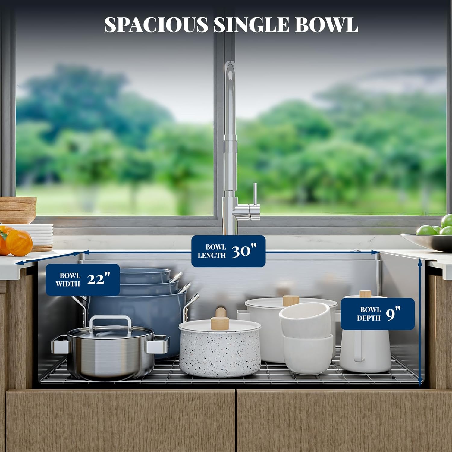 30 x 22 Drop-In Workstation Kitchen Sink – 16 Gauge Stainless Steel Topmount Sink, 10