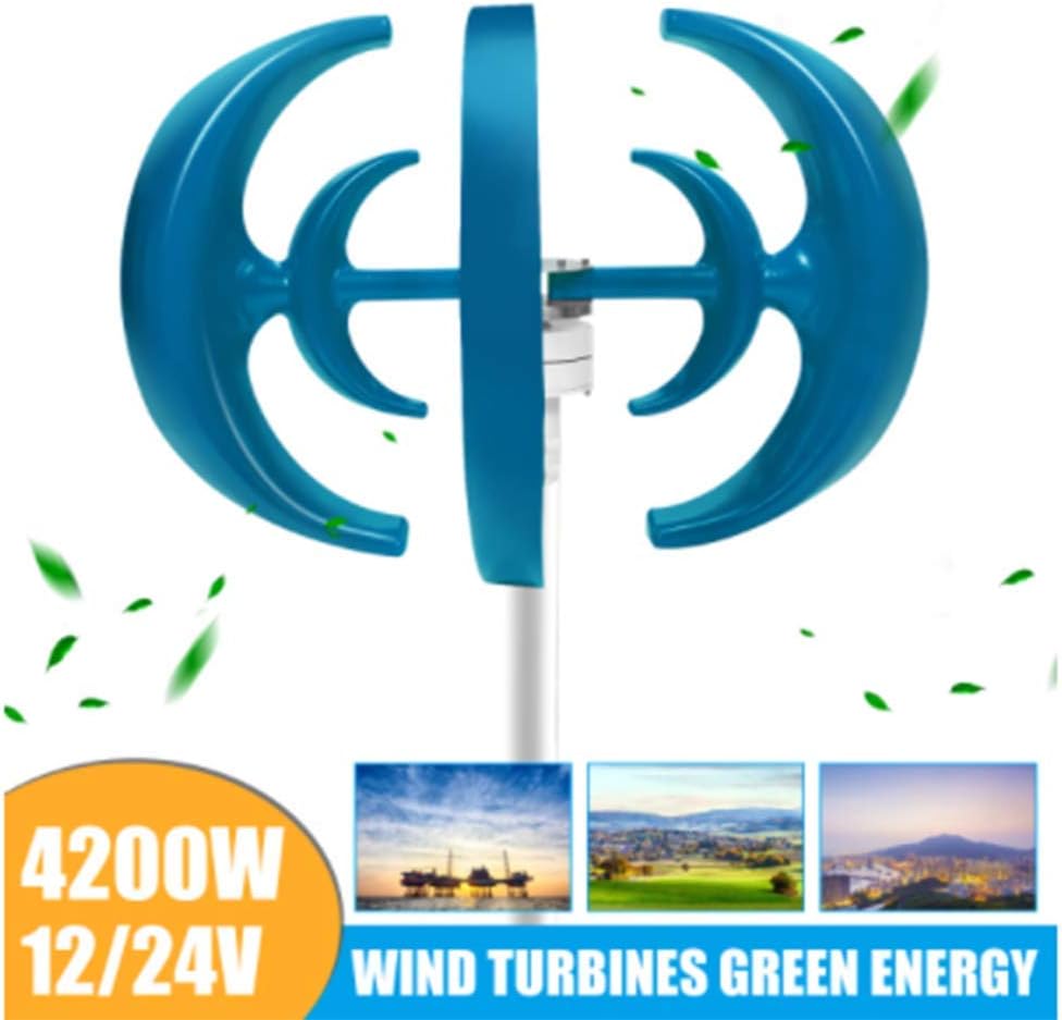 12V 24V 4 Blades Lantern Wind Turbines Generator Vertical Axis Motor Kit for Home Hybrids Streetlight Use Electromagnetic 4200W,12v