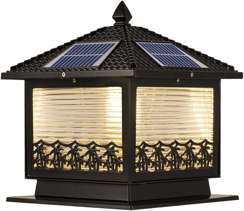Solar Post Cap Lamp, Outdoor Waterproof Garden Fence Column Light, Rural Home Villa Decorative Lighting Fixtures, LED Landscape Lantern Style Lamps, Balcony Gate Pillar Lights, for Pathway