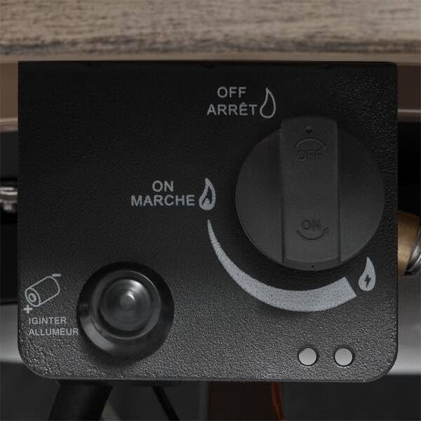 LYTIO 36 Inch 55000 Btu Brown Steel Propane Outdoor Fire Pit with Fire Glass | Adjustable Temperature | Powder-Coated Steel Frame | Rust-Resistant | Crystal Glass Beads Included