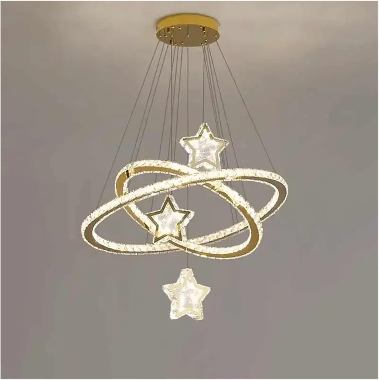 Product Artistic Starry Round Ring Chandelier Lighting Indoor Decor Ball Shape Living Room Pendant Light,for Decoration