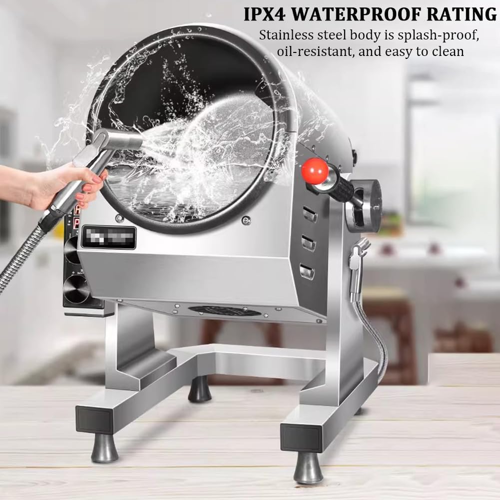 Non-Stick Automatic Cooking Machine, Household Countertop Gas-Powered Stir-Fry Machine, Stainless Steel Drum Stir-Fry Machine, with 4 Timers, Large Capacity Food Processor,36cm Wok