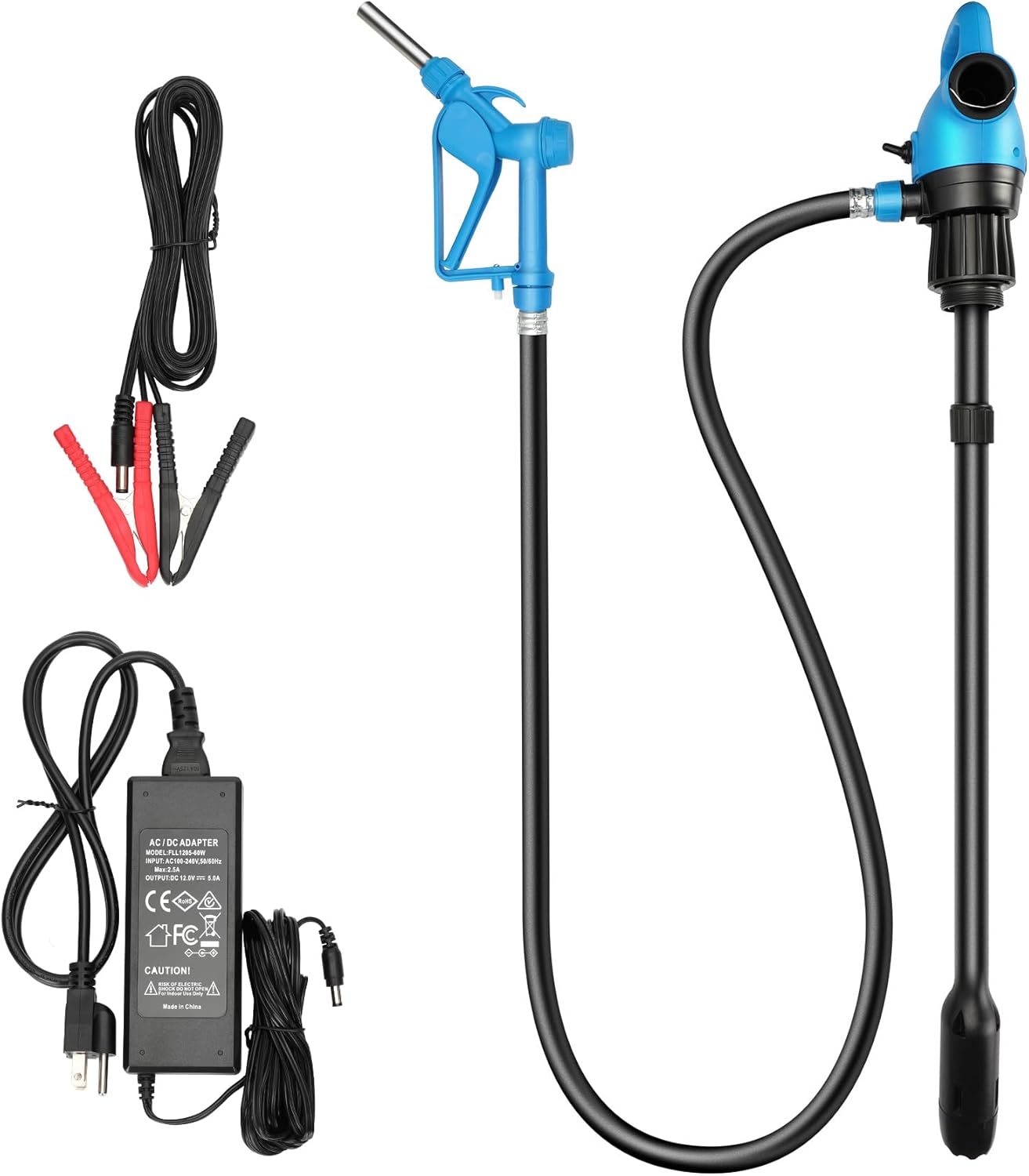 Electric Drum Barrel Pump, 12V DC/100-240V AC Power, 55 Gallon Drum Pump with 2-Inch Bung Adapter, 7.4 GPM Flow Rate, Suitable for DEF/AdBlue, Diesel, Antifreeze, Water-Based Fluids