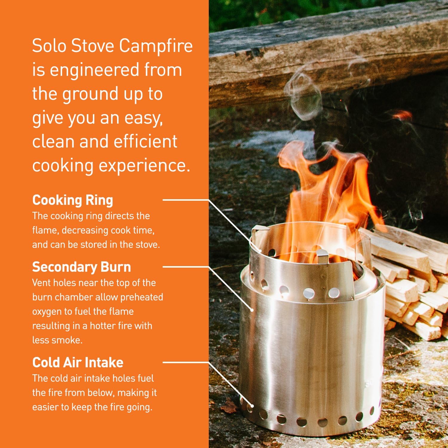 Solo Stove Campfire 2 Pot Set Combo - 4+ Person Wood Burning Camping Stove | Outdoor Kitchen Kit for Backpacking Camping Survival | NO Batteries or Liquid Fuel Gas Canister Required