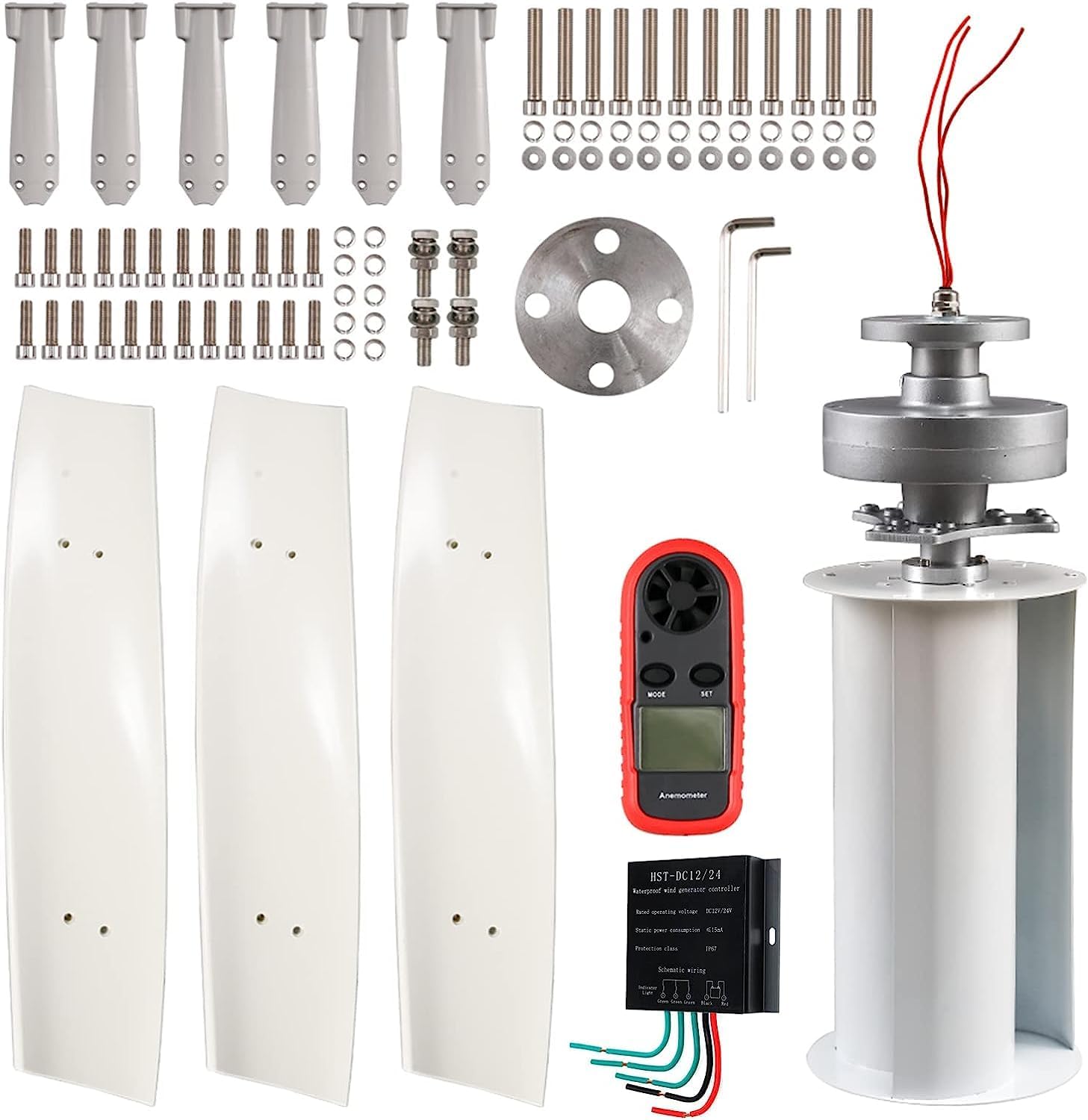 CHRISK Vertical Axis Wind Turbine Generator 6000W 3 Blades Wind Power Generator, Free Energy Windmill Generator Set with MPPT Controller for Boat, Log House, Home