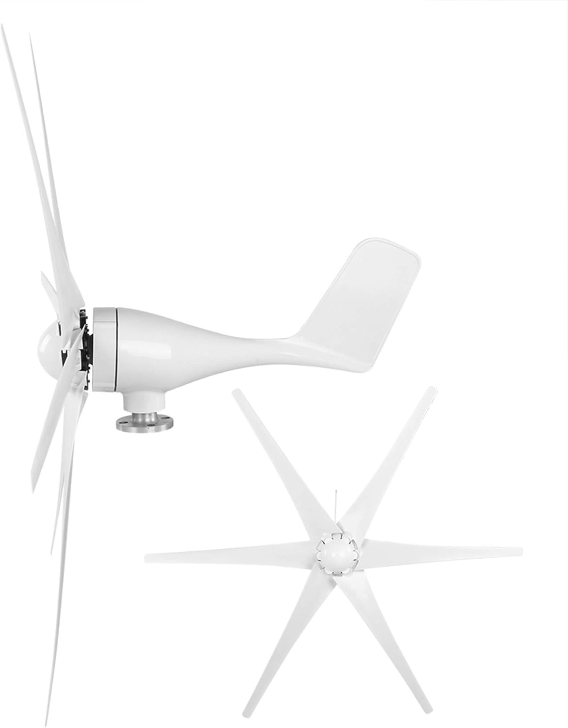 Hilitand 800W Windmill Turbines Generator Small 6 Blade Wind Industrial Machinery Equipment for Marine Home Charging (White 24V)