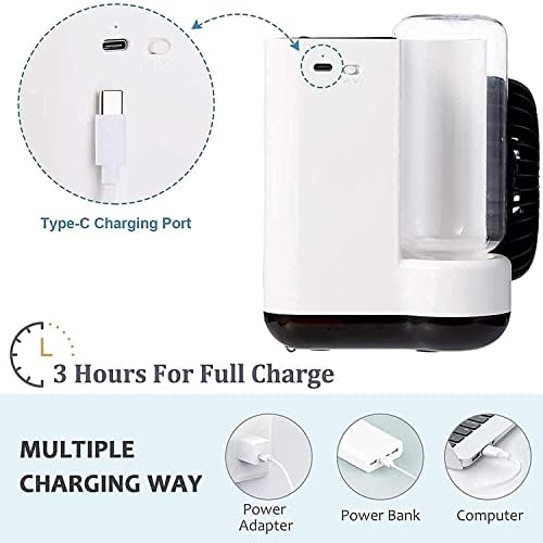 Portable Air Conditioner, Personal Evaporative Cooler & Humidifier, USB Rechargeable Desktop Cooling Fan, for Bedroom,Dorm,Travel (Color : Blue)