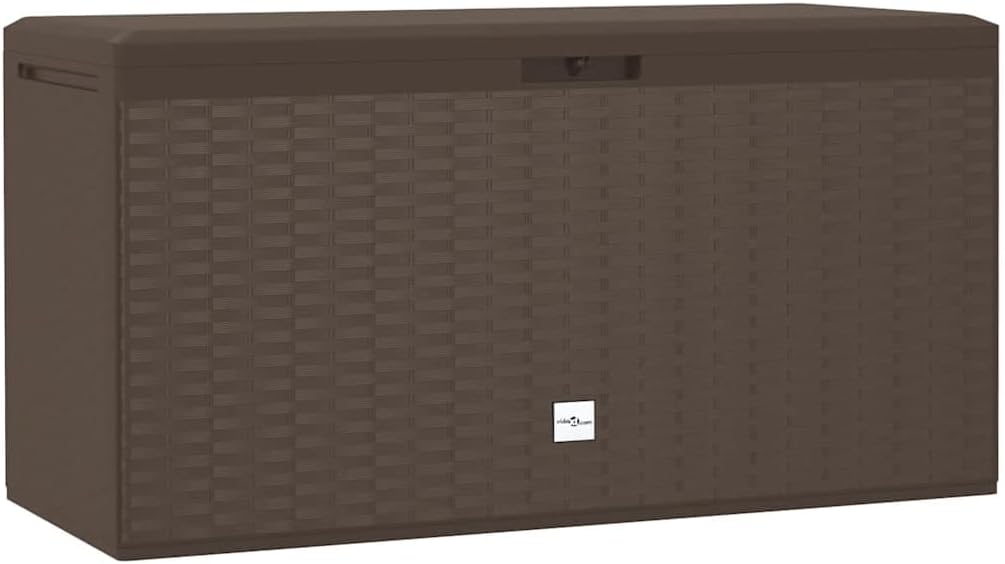 Outdoor Storage Box with Lock Brown 44.9x18.5x23.6 Inches Waterproof Patio Furniture Organizer for Cushions Blankets Garden Tool Large Capacity Deck Box
