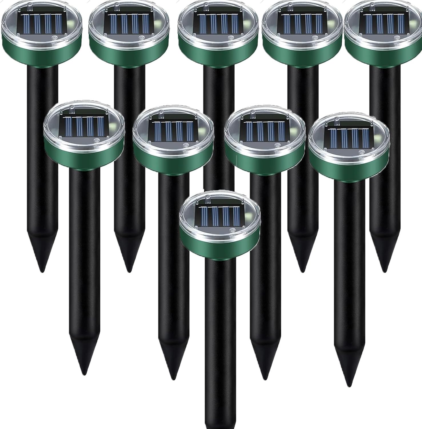 Mole Repellent 10 Packs Solar Powered, Vole Repellent Waterproof Outdoor Gopher Repeller Effective for Garden Ultrasonic Vole Snake Repeller for Lawns and Yards