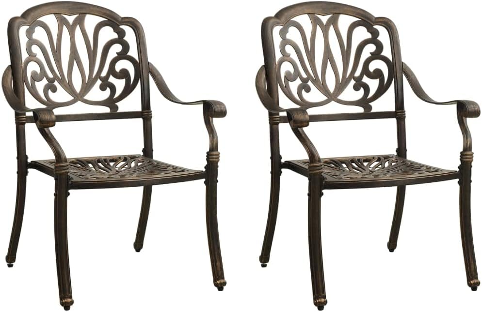 Patio Chairs 2 pcs Cast Aluminum Bronze,Elegant Cast Aluminum Patio Chairs for Outdoor Dining and Relaxation Outdoor Furniture, Outdoor Chairs