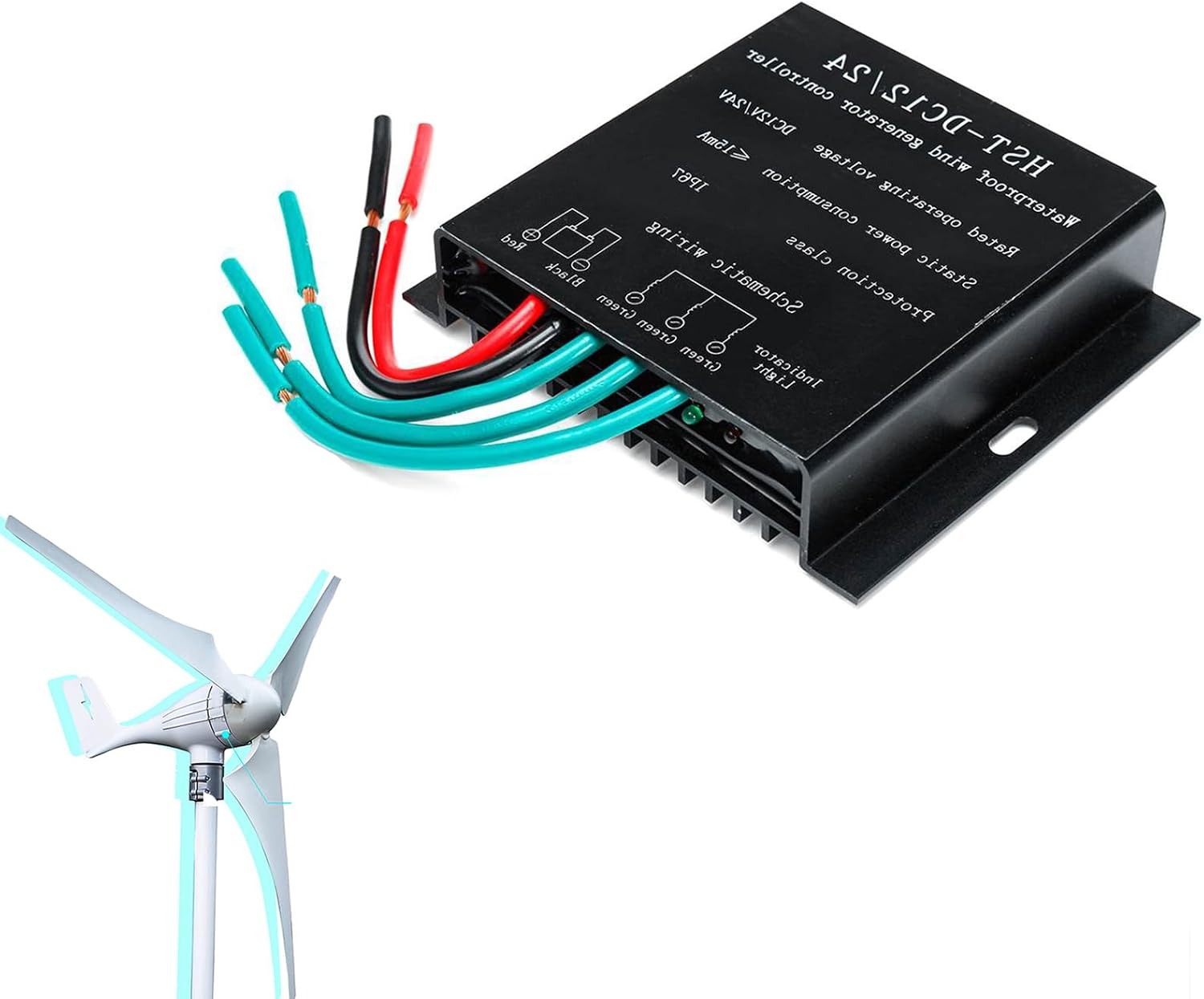 220v,1200W-3600W MPPT Waterproof Wind Turbine Charge Controller, 20A -30A Low Wind Speed Regulator Voltage Boost 12V 24V AUTO 48V (No Noise)
