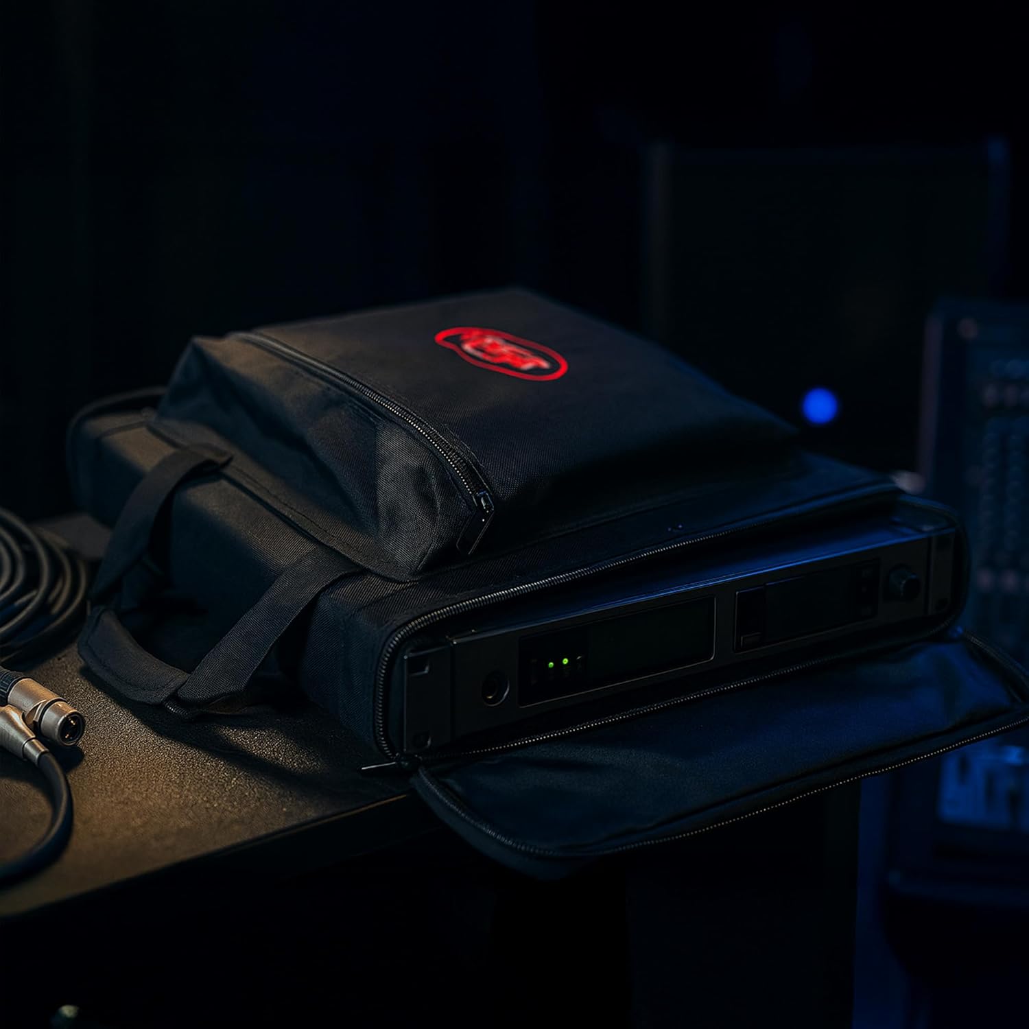 SKB Cases 1U Soft Rack Case for Wireless Microphone Systems with Steel Rails, Heavy Duty Zippers, Outer Pocket and Shoulder Straps, Black