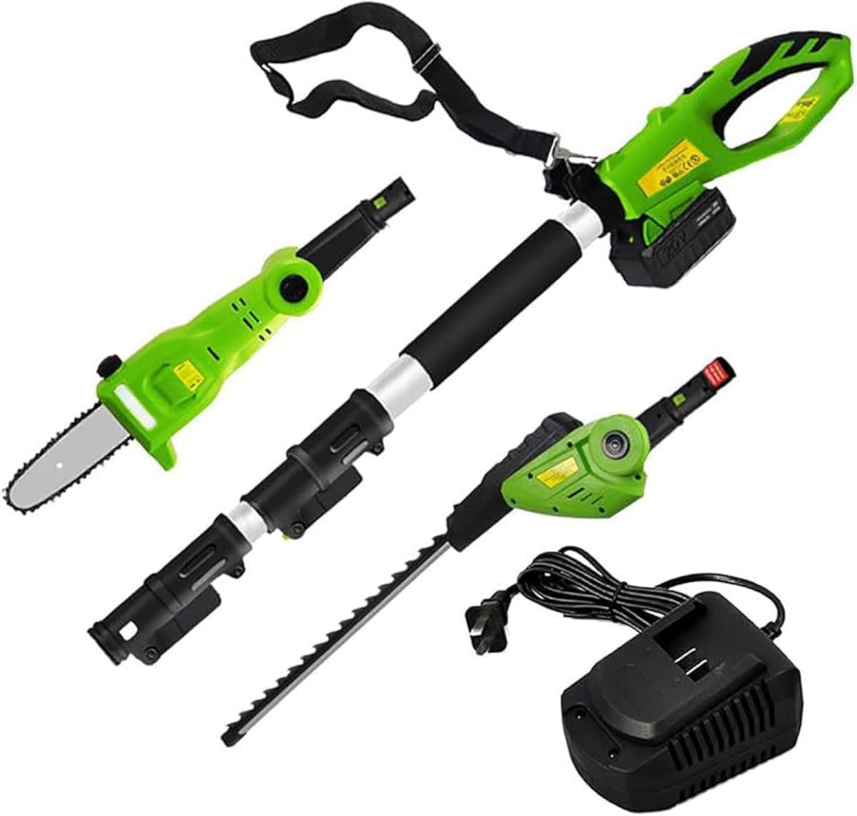 Cordless Hedge Trimmer-20V Rechargeable Electric Bush Trimmer with Battery and Charger,Lightweight Shrub Hedge Cutter,191-245cm Telescopic Design,3 Gear Adjustable Chain