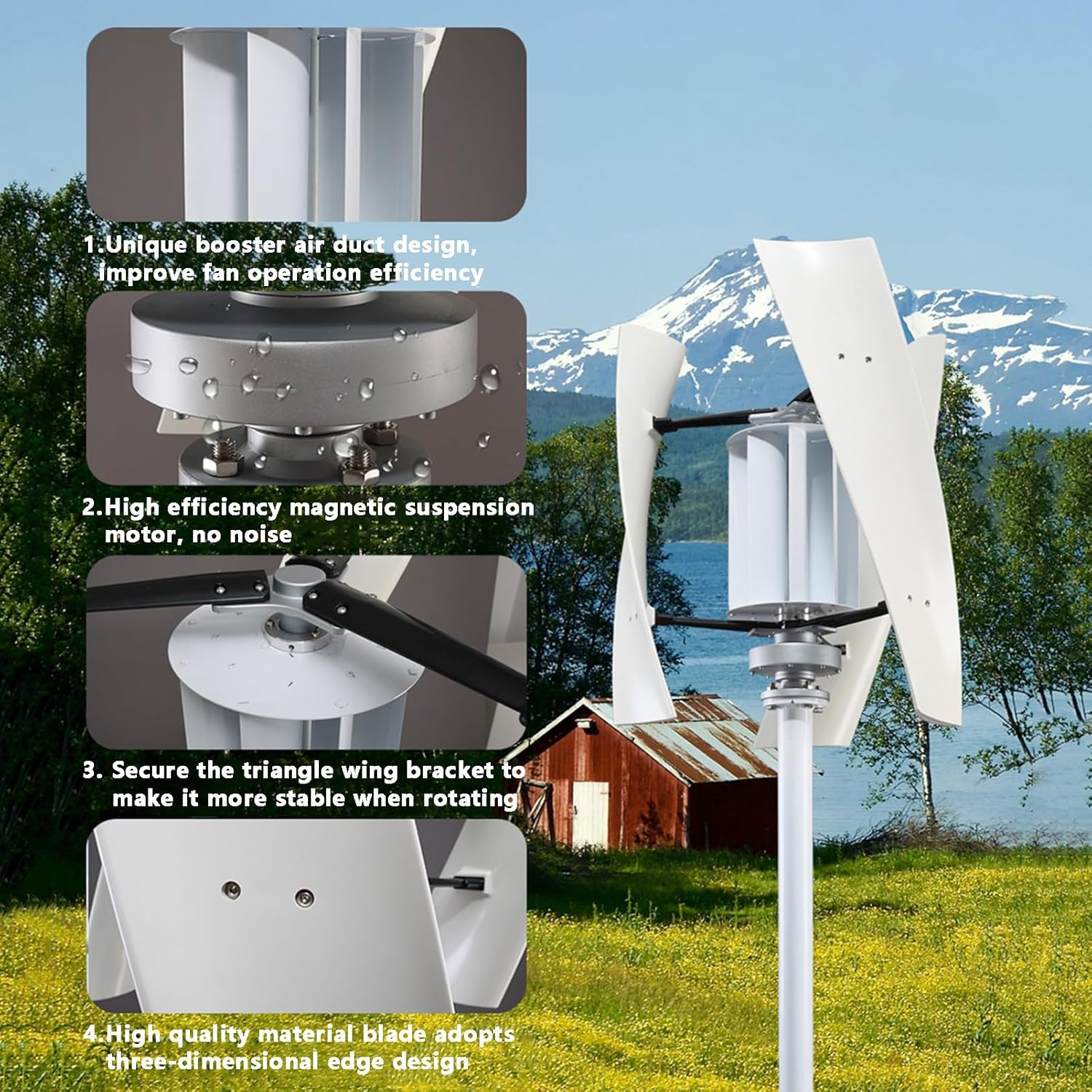 Wind Turbine Generator Kit 8000W 12/24/48/220V with 3 Blade,with Charge Controller,Wind Power Generator for Marine,RV,Home,Windmill Generator Suit for Hybrid Solar Wind 220V