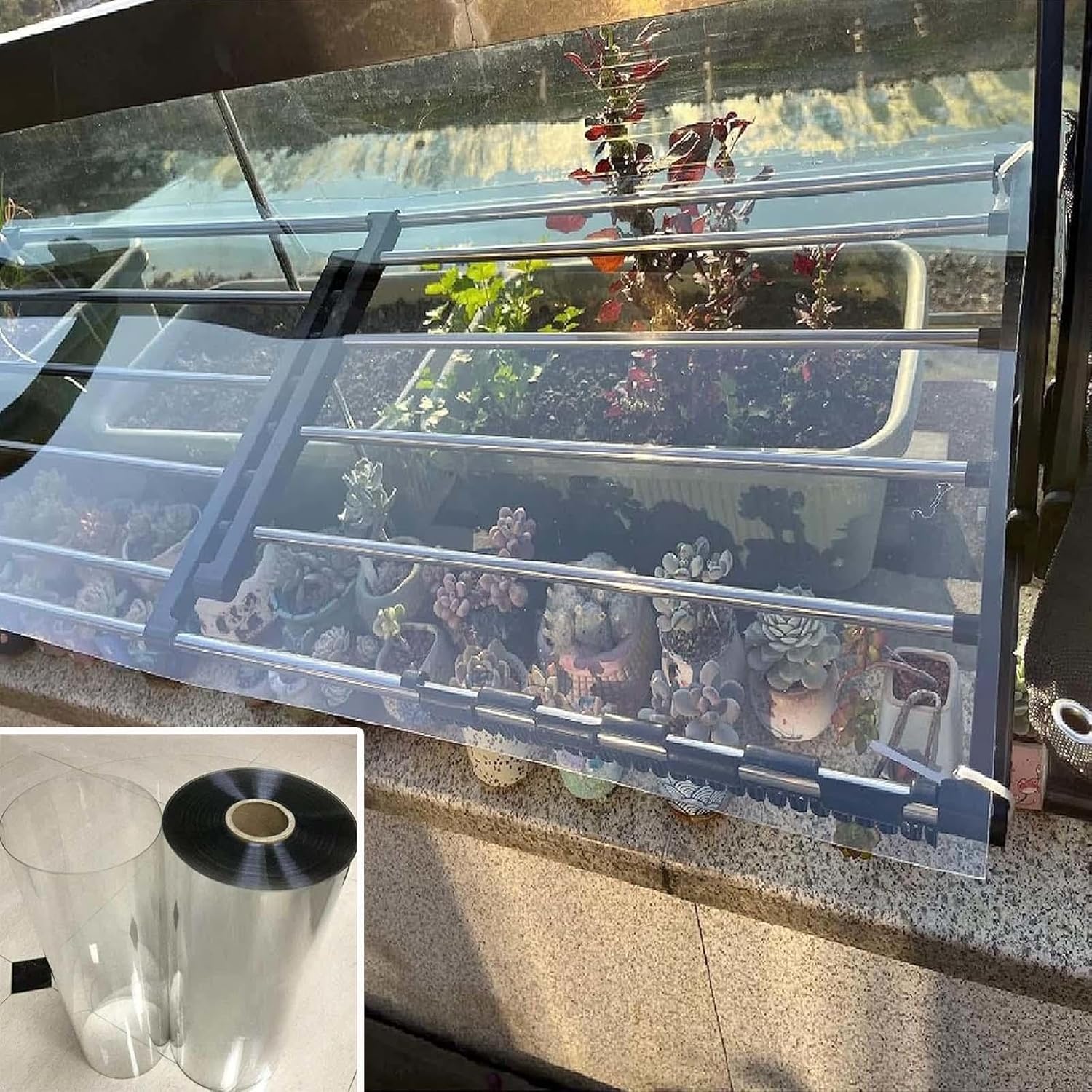 1mm Transparent Plastic Panels,Polycarbonate Roofing Sheets,Greenhouse Sunroom Garden Shed Replacement Sheet,Uv Protected Insulation Roof Panels,Easy to Bend and Cut,W×L-1×20m(3.3*65.6ft)