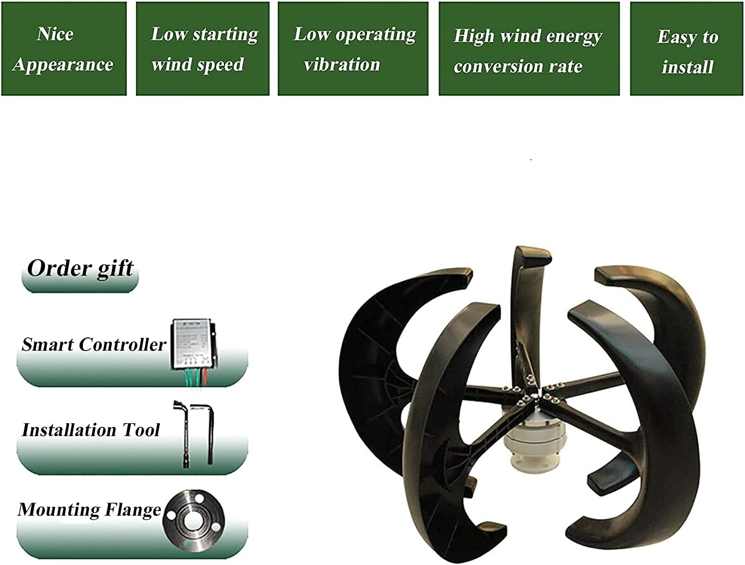 9000W Wind Turbines Generator Wind Generator with Charge Controller Windmill Energy Turbines Wind Turbine Energy Generators-Black