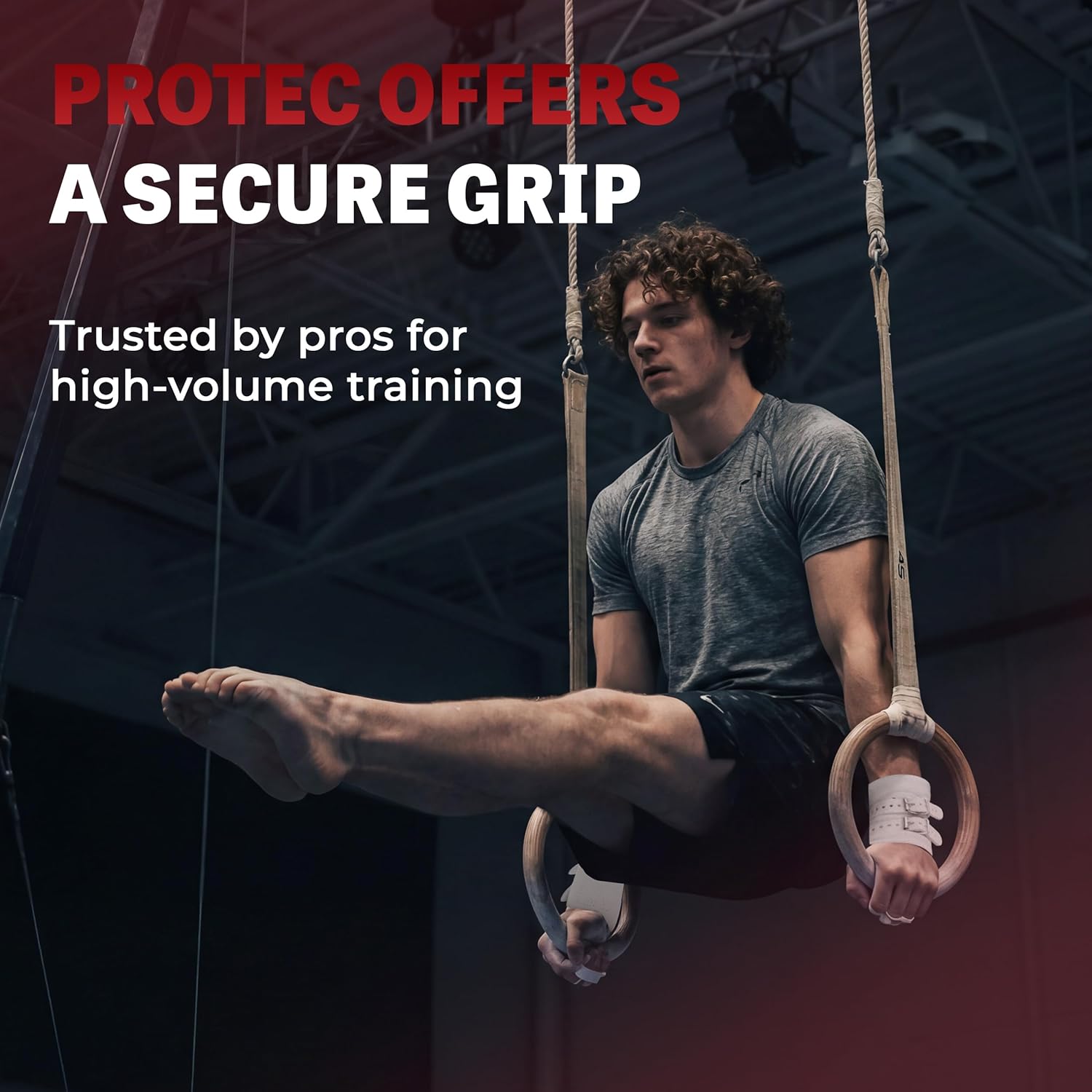 Reisport Protec Ring Gymnastics Grips for Men - Triple Strength Leather Hand Grips for Gymnastics Rings - Gymnastics Equipment & Accessories for Advanced Gymnasts