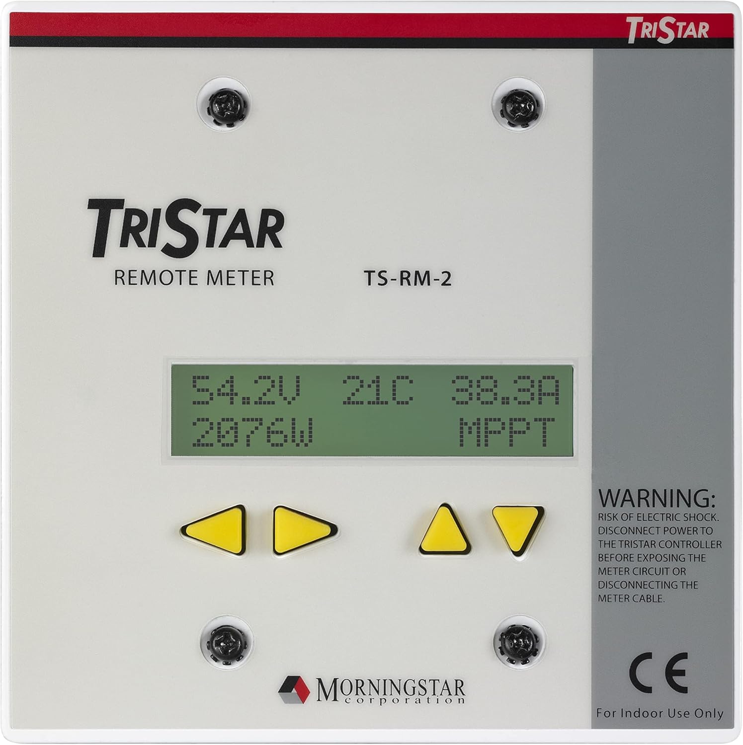 Morningstar Tristar Remote Meter-2 (TS-RM-2) - Connects via 30m Cable to Tristar PWM/MPPT Solar Controllers to Display System Info, Logged Data, Graphs, Alarms & Faults Troubleshooting - 5 Languages