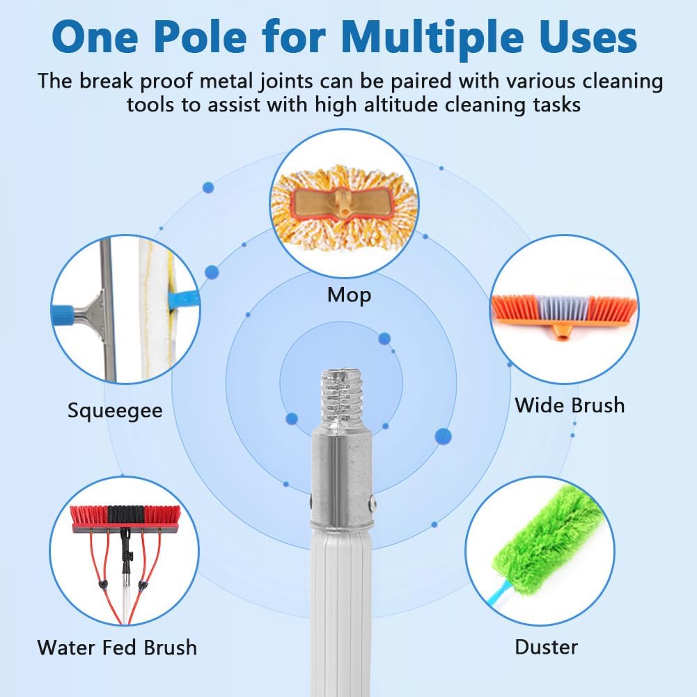 Solar Panel Cleaning Kit, Aluminum Alloy 23 FT Water Fed Pole Adjustable Washing Pole and Brush Kit Washing Dusting Equipment Tool for Window Roof Outdoor Glass