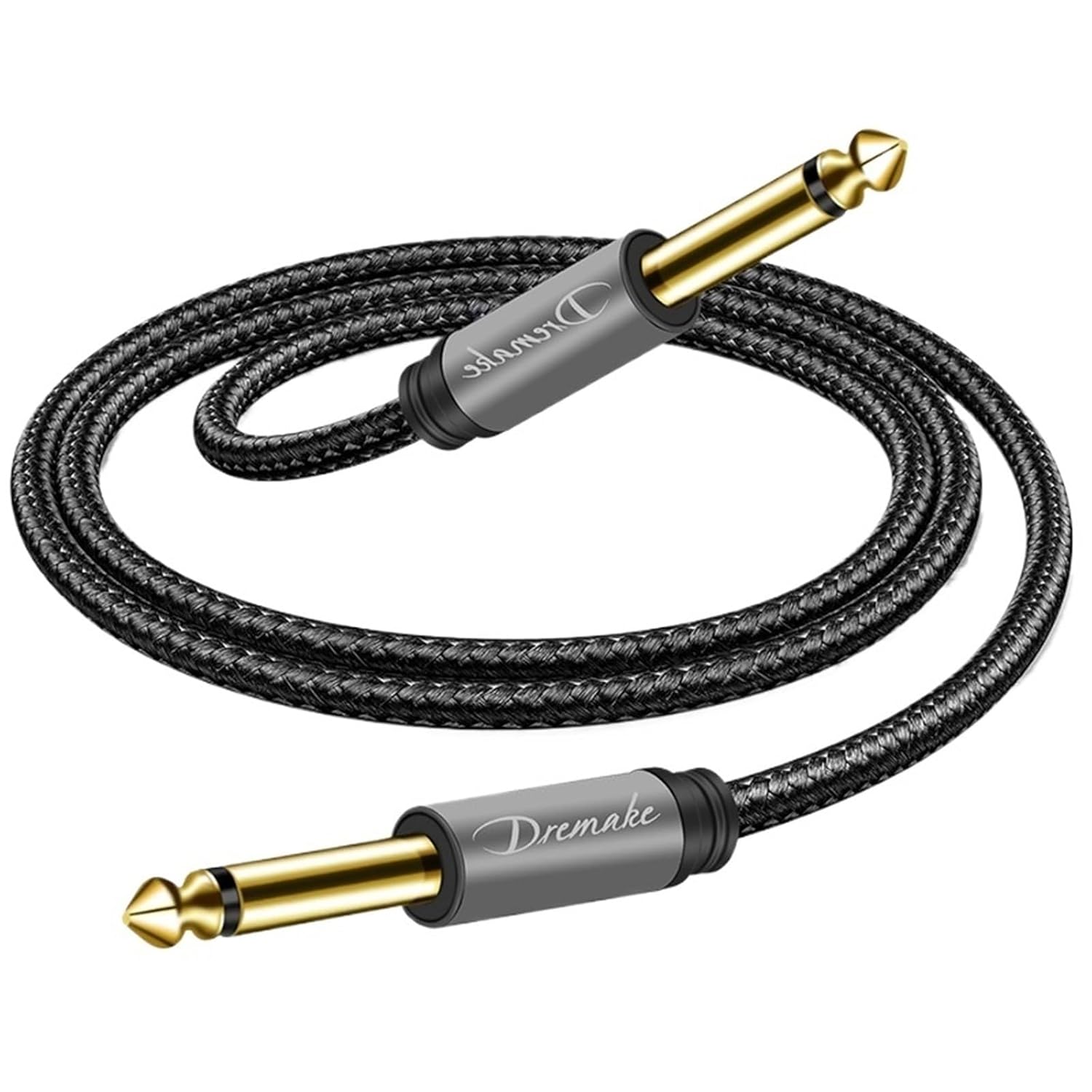 TS 6.35mm to 6.35mm Mono Amp Cord 1/4'' TS Mono 6.35mm Jack Male to Male Audio Cable for Guitar Mixer with Zinc Alloy Housing(3m)