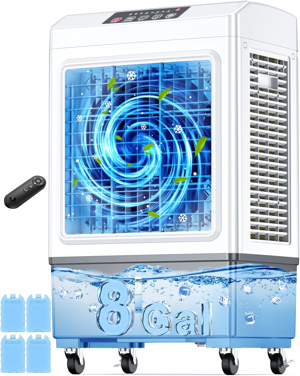 FANCOLE Evaporative Air Cooler, 2100CFM Windowless Air Conditioner Cooling up to 700 Sq.ft, Swamp Cooler Air Conditioner w/2 Modes & 3 Speeds, 7H Timer & Remote, Portable for Room Garage Patio