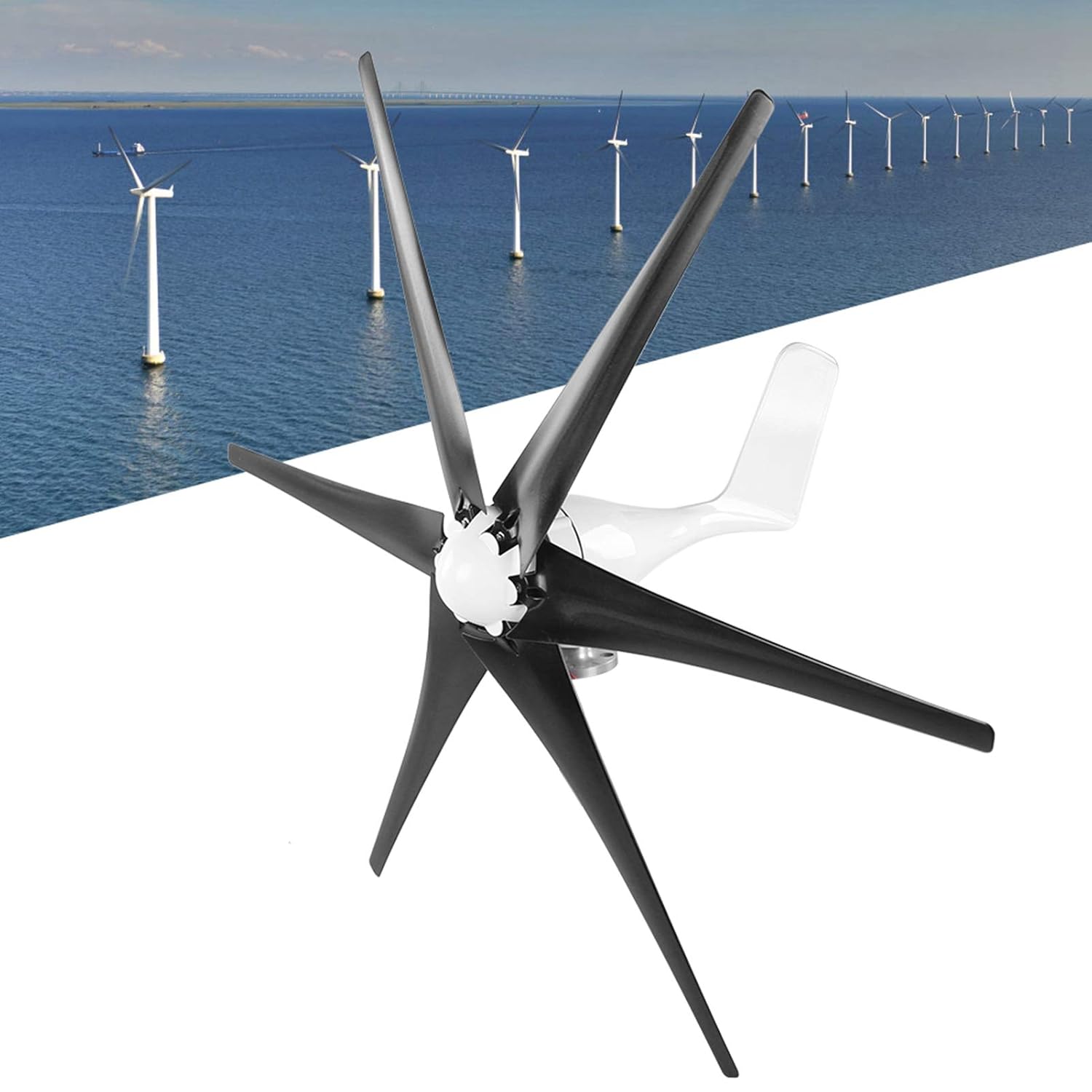 Fafeicy Wind AC Generator, Windmill Turbines Generator, 6 Blade Wind Industrial Machinery Equipment, 800W, with 3-Phase AC Permanent, Electricitygenerator (12V)