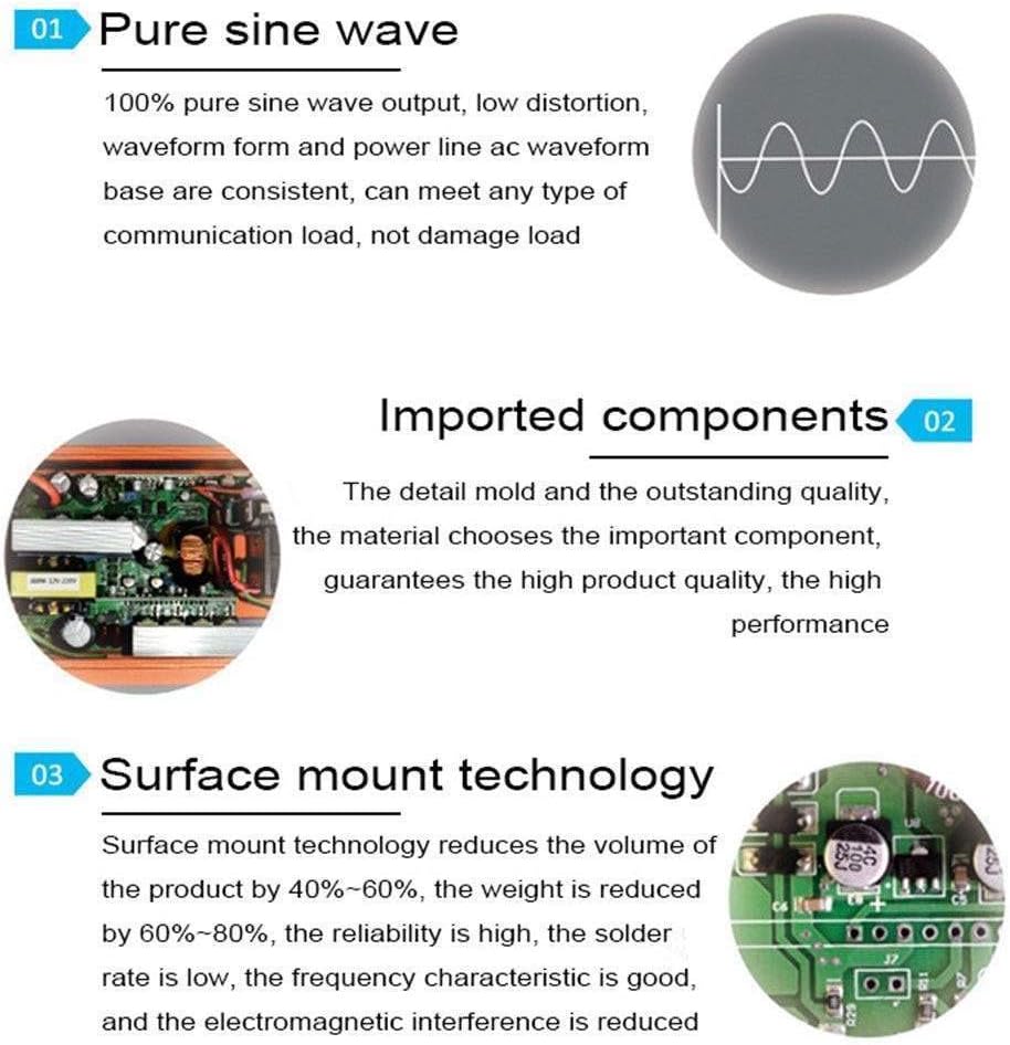 Pure Sine Wave Power Inverter 3000W/6000W Peak Converter DC 12V 24V to AC 110V 220V with LED Display & Dual Universal Sockets for RV Truck Car Boat,24Vto110V