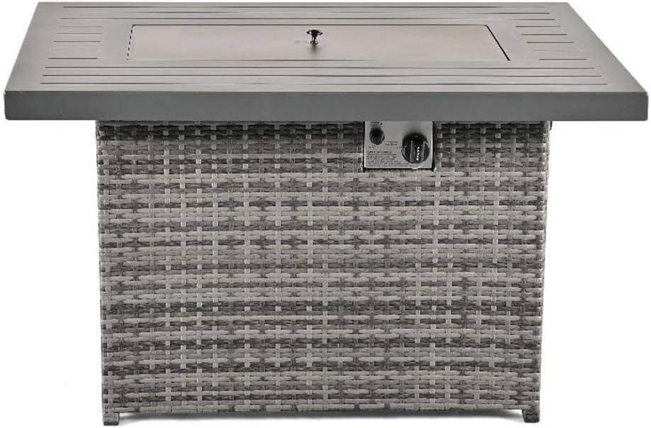 Furniture of America Wies Aluminum Wind Guard Outdoor Fire Pit Table in Gray