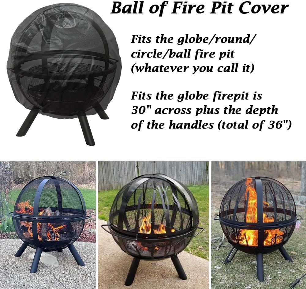 Ball of Fire Pit Cover Waterproof Outdoor Globe Large Round Covers for 30-36 Inch Patio Fire Pit Orb