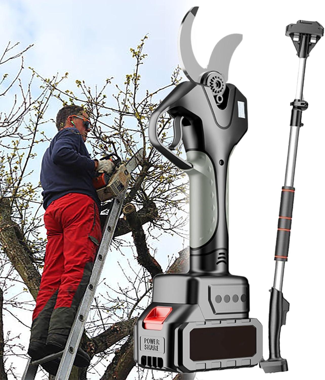 Electric Pruning Shears, Electric Pruner with LCD Display, Cordless Pruning Shears Brushless with 2Pcs Rechargeable Batteries, Tree Pruner Branch Cutter