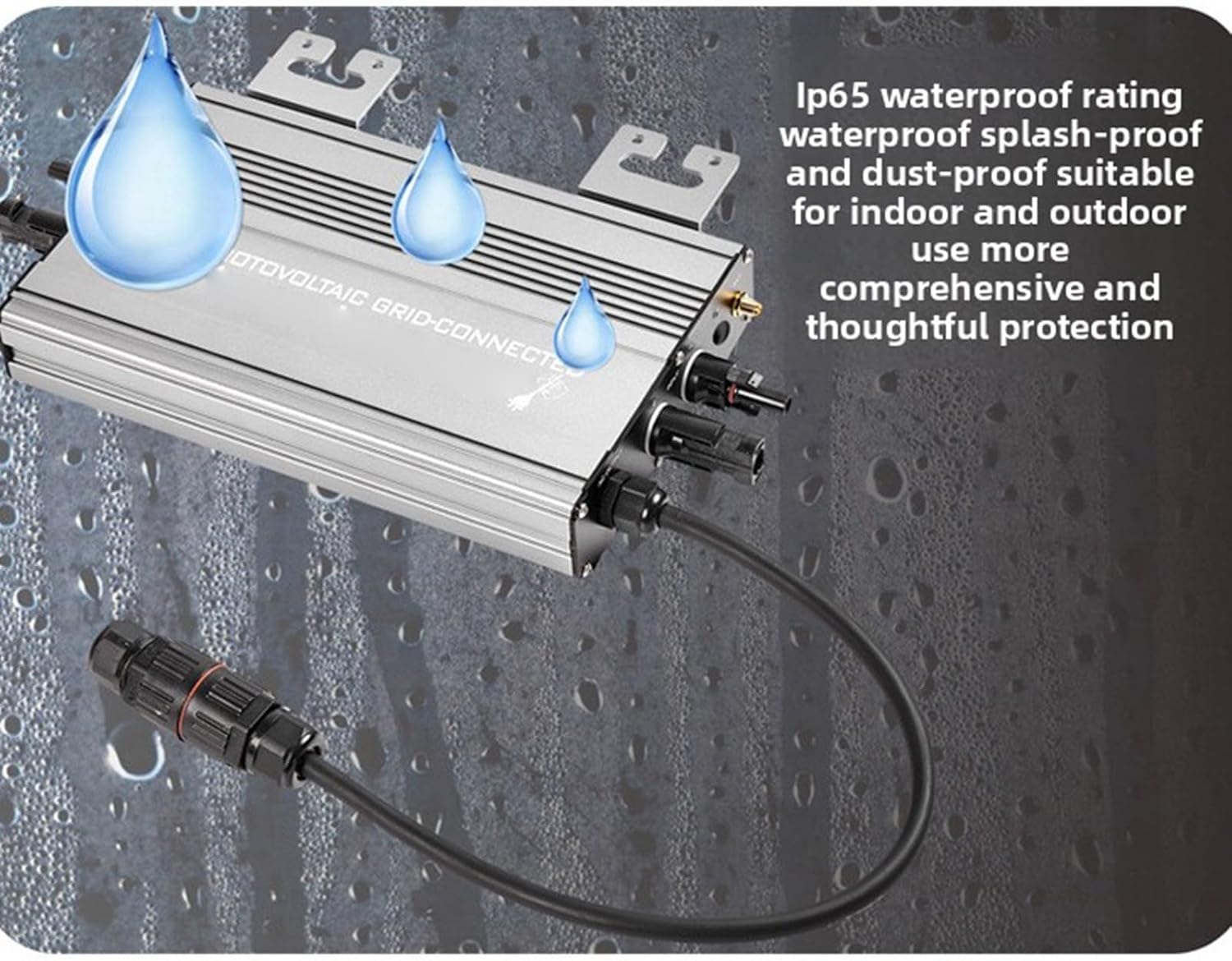 Solar Grid Tie Inverter, Home Energy Monitor, Pure Sine Wave Power Inverter, 1200Wp 50Hz-60Hz, Wireless WiFi Connectivity, Black