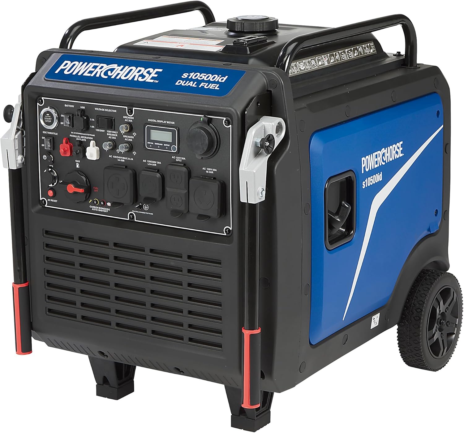 Powerhorse Inverter Generator - 10500 Watts, Dual Fuel, Remote & Electric Start, CO Monitor & Shutoff