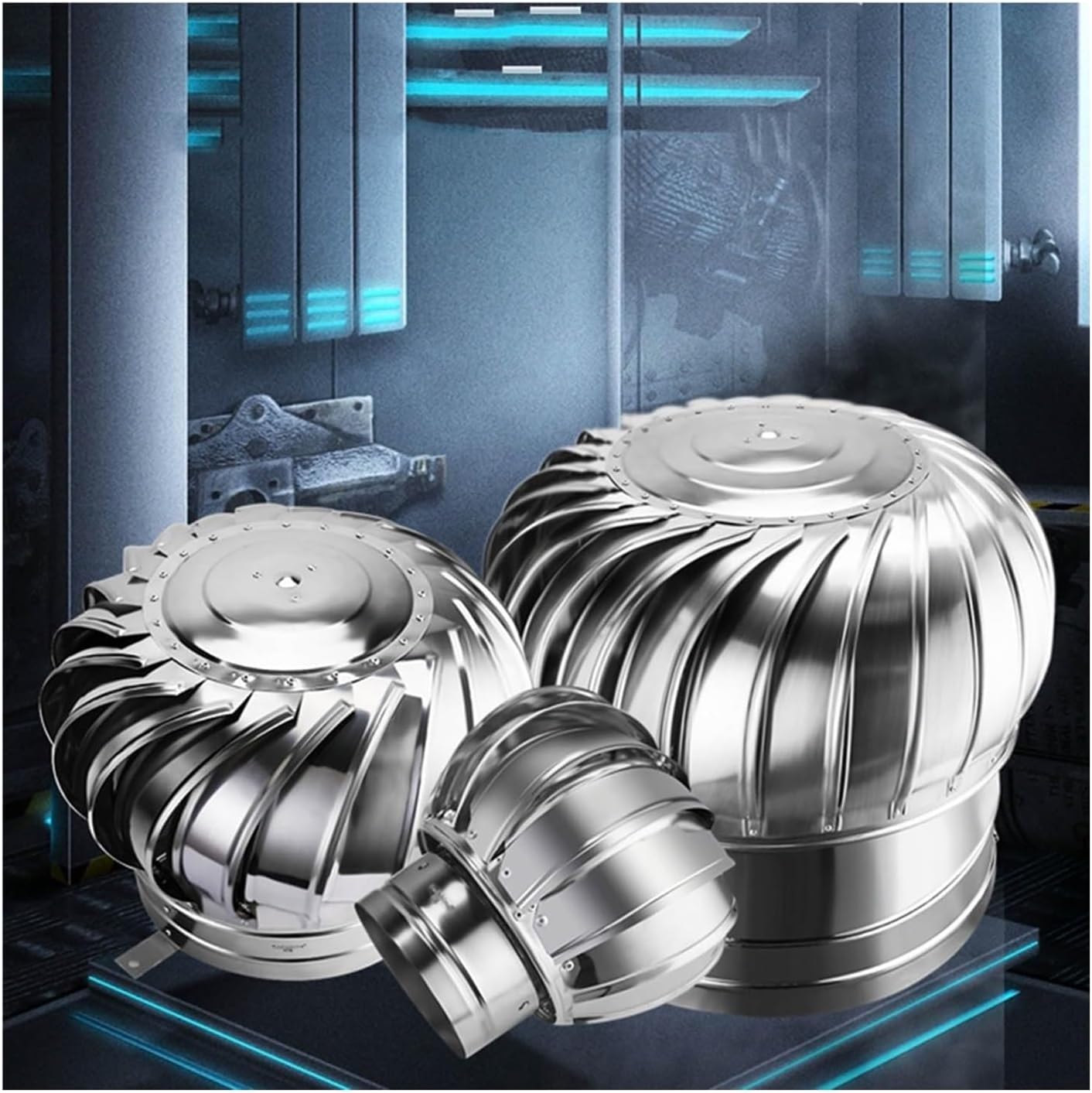 Roof Wind,Stainless Steel Turbine ntilator NTS Non Power Roof ntilator, Air nt ntilating Fan, All Purpose Chimney Cowl Rotating Roof NTS, for Houses Factory Attic Farm 1Pcs