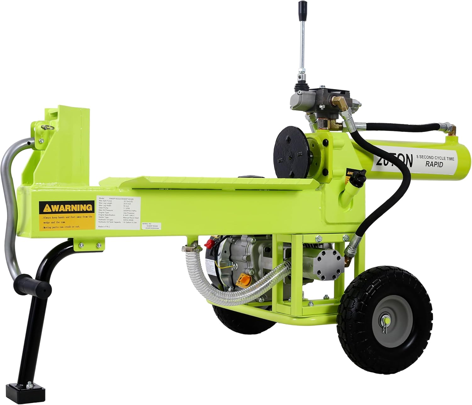 Electric Log Splitter, 20 Ton Auto Return Ram System with 7 HP Powerful Motor for 20
