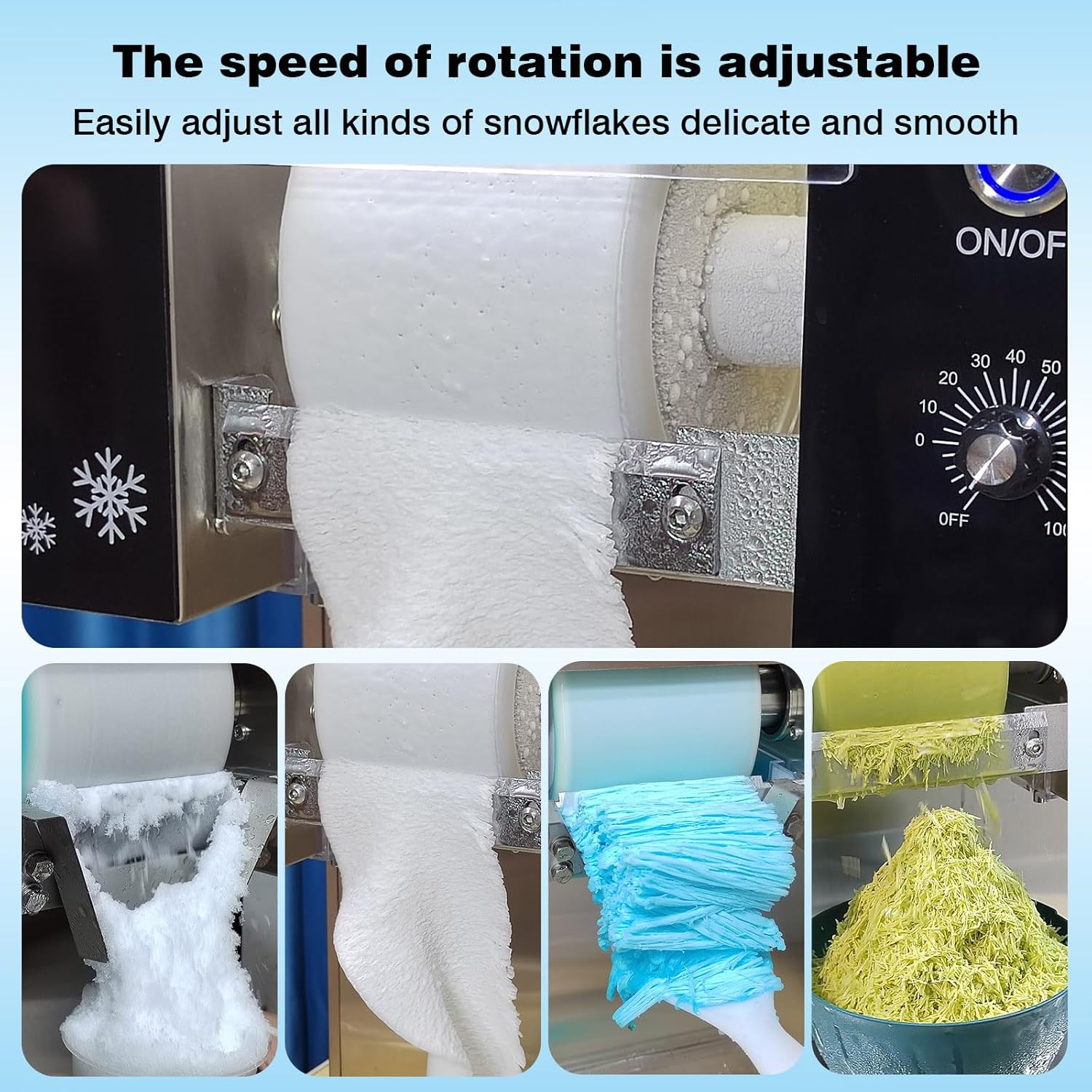 Kolice 90kg(198 lbs)/Day Snow Cone Shaver, Shaved Ice Machine, Snowflake Ice Machine, Air Cooling for Desserts Shops, Food Truck, Restaurant, Milktea Shops, etc