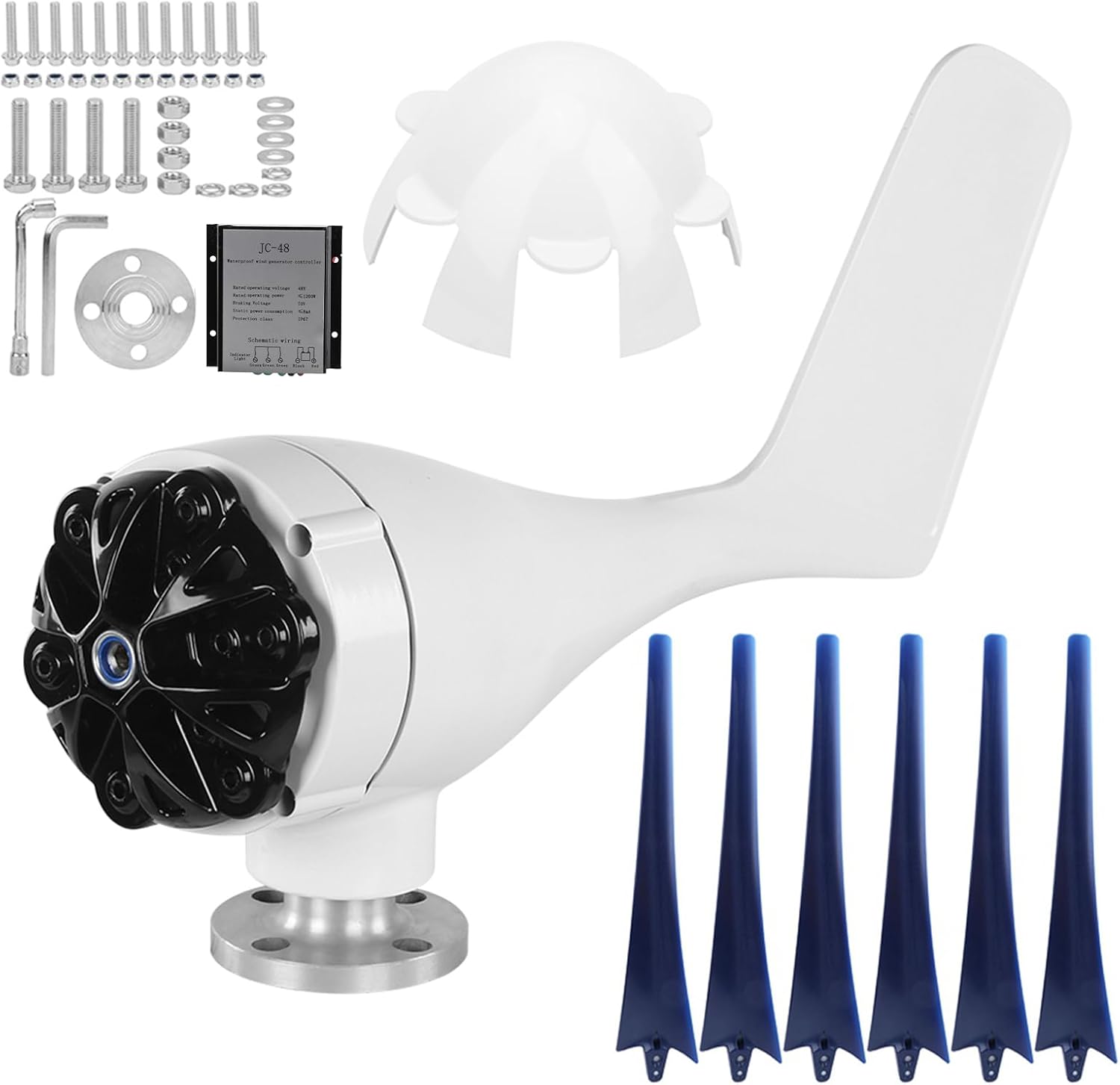 Small Windmill Turbines Generator, Wind Mill Generator Kit, Wind Industrial Machinery Equipment 800W with 6 Blade for Boat and Home Charging (48V)