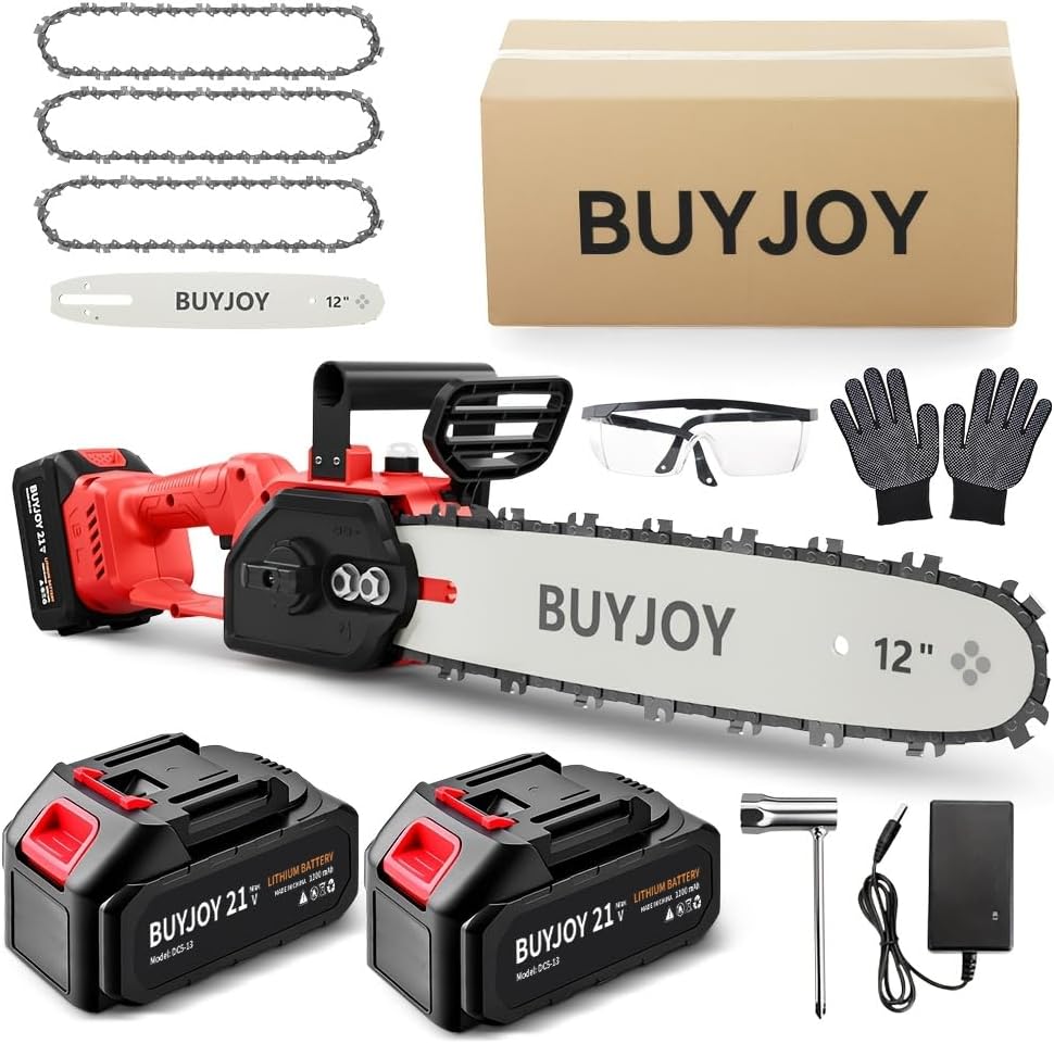 Chainsaw 12inch, Chainsaw Cordless, Handheld Electric Power Chain Saw Security Lock, Chainsaws for Wood/Trees Trimming