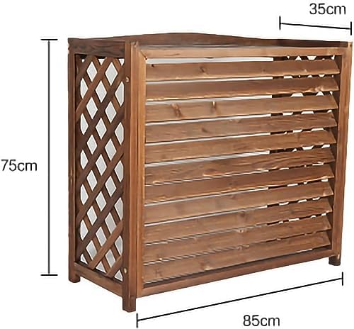 Wooden Air Conditioner Cover Wooden Louveredair Conditioning Cover, Outdoor Plant Storage Room, Rainproof Sunscreen Air Conditioner Rack, Easy to, for Outdoor or Balcony/85X35X75Cm