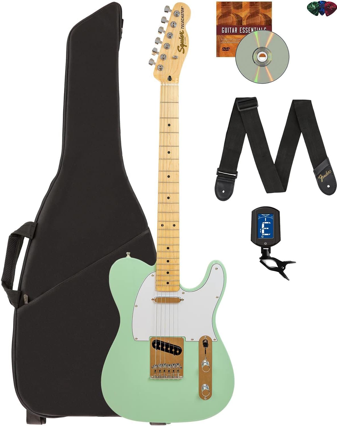Fender Affinity Series Telecaster - Surf Green Bundle with Gig Bag, Tuner, Strap, Picks, and Austin Bazaar Instructional DVD