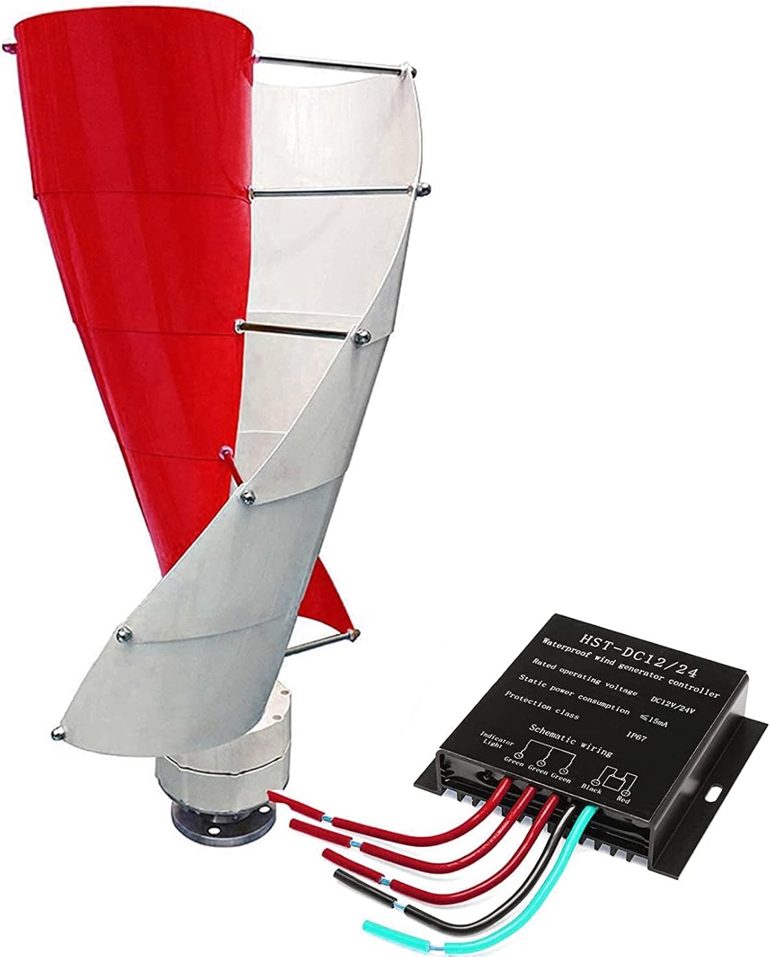 Vertical Spiral Wind Power Turbine Generator, 9000W Vertical Axis Breeze Start Wind Solar Complementary + Magnetic Levitation Axis