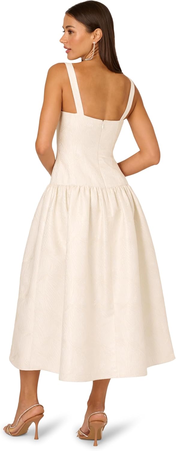 Adrianna Papell Womens Jacquard Midi Dress