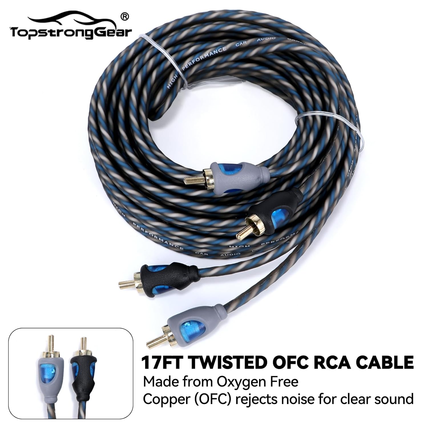 TOPSTRONGGEAR 4 Gauge OFC Amp Kit Car Audio Amplifier Wiring Install Kit with RCA Cables, 150A Fuse, 17FT Power Cable – 4 OFC Complete Subwoofer Installation Kit for Car, Truck, Marine Stereo Systems